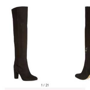 Halogen Noble Black Suede Over the Knee Boots